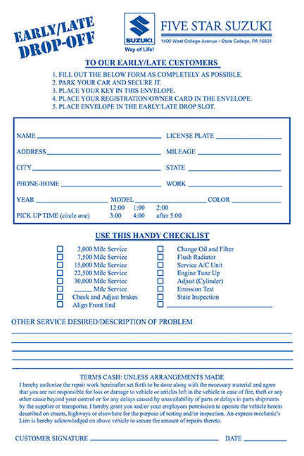 Night Drop Envelopes | US Auto Supplies