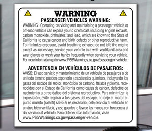 Prop 65 Stickers | US Auto Supplies