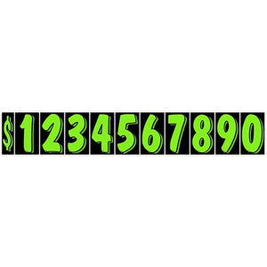 Windshield Price Numbers - Black And Chartreuse - 7.5 Inches Tall