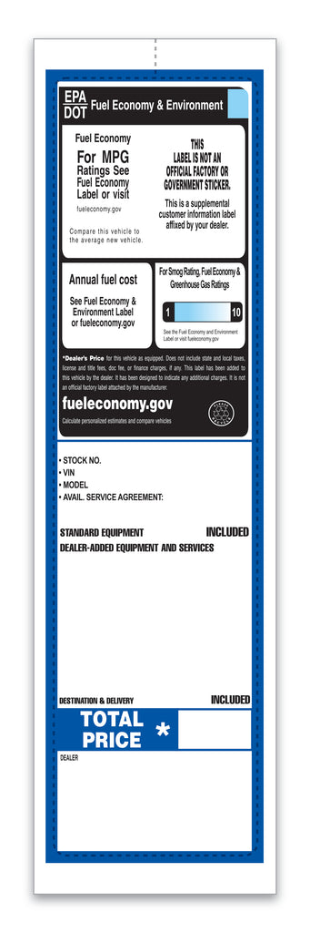 Custom Exterior Dealer Addendum Window Stickers | 3-1/8" × 11"