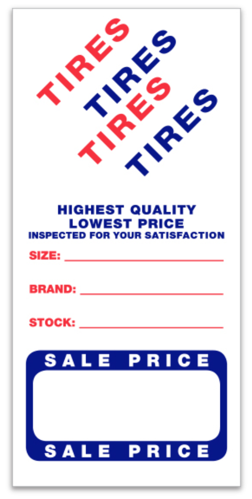 Automotive Tire Labels for Tire Shops & Service Departments