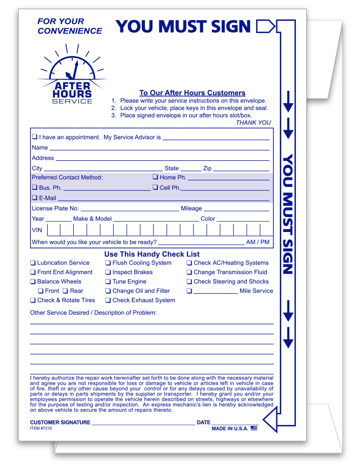 Night Drop Box Envelopes