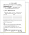 Used Car Buyers Guide Forms - No Tape