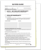 Used Car Buyers Guide Forms - No Tape