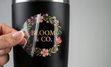 Example of finely detailed UV DTF Transfer decal on a mug. The same decals can be applied to vehicle trunks for dealership branding and advertising 