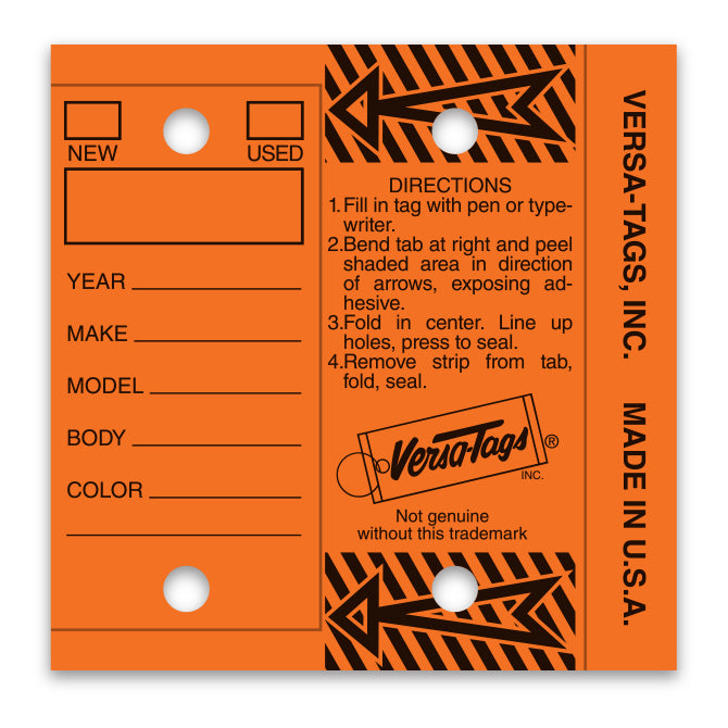  Versa-Tags Car Dealer Stock Stickers Improved Design