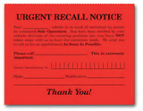 Urgent Recall Notice Cards | US Auto Supplies