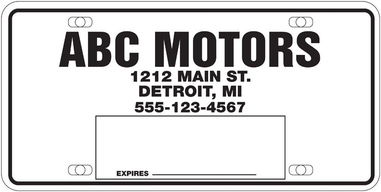 Temporary License Plate Tag - US Auto Supplies