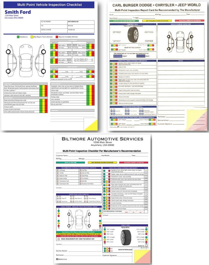 GM Multi Point Inspection Forms from US Auto Supplies