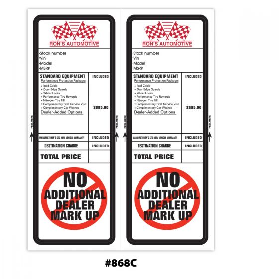 Custom Car Dealer Addendum Window Stickers 8.5 x 11 | US AUTO SUPPLIES