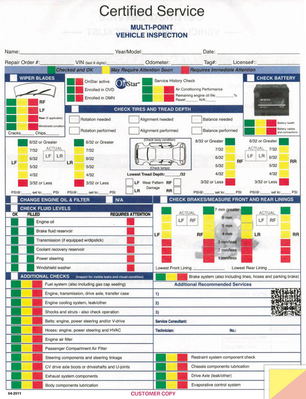 GM Multi Point Inspection Forms from US Auto Supplies | US AUTO SUPPLIES gm-multi-point-inspection-forms-from-us-auto-supplies-us-auto-supplies