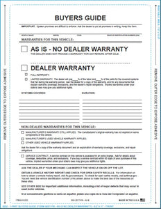 Used Car Buyers Guide Form | US Auto Supplies