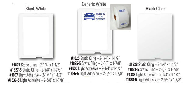 Return Labels Oil Change Reminder Labels - Static Cling White Labels ...