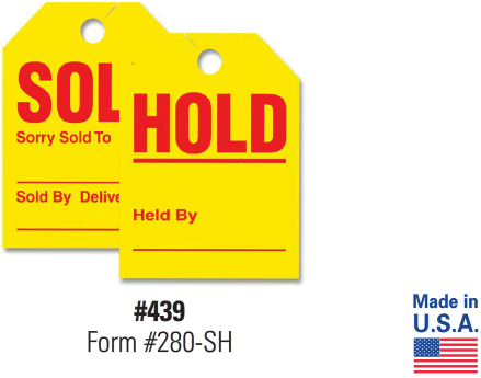Sold Hold Mirror Hang Tags - US Auto Supplies