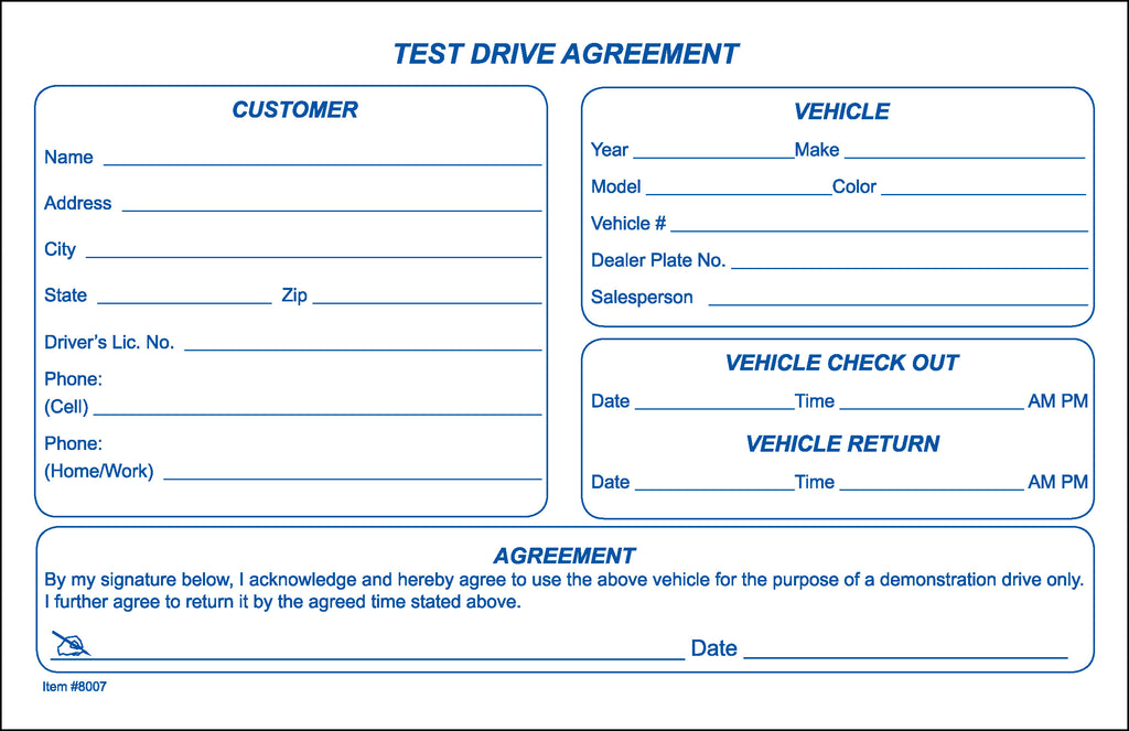 Fillable Test Drive Form.pdf Test Drive Agreement Forms | US AUTO SUPPLIES
